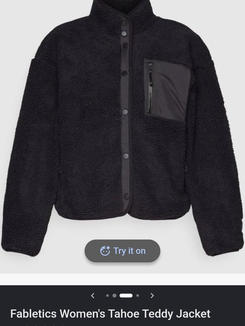Fabletics Black Teddy Fleece Jacket